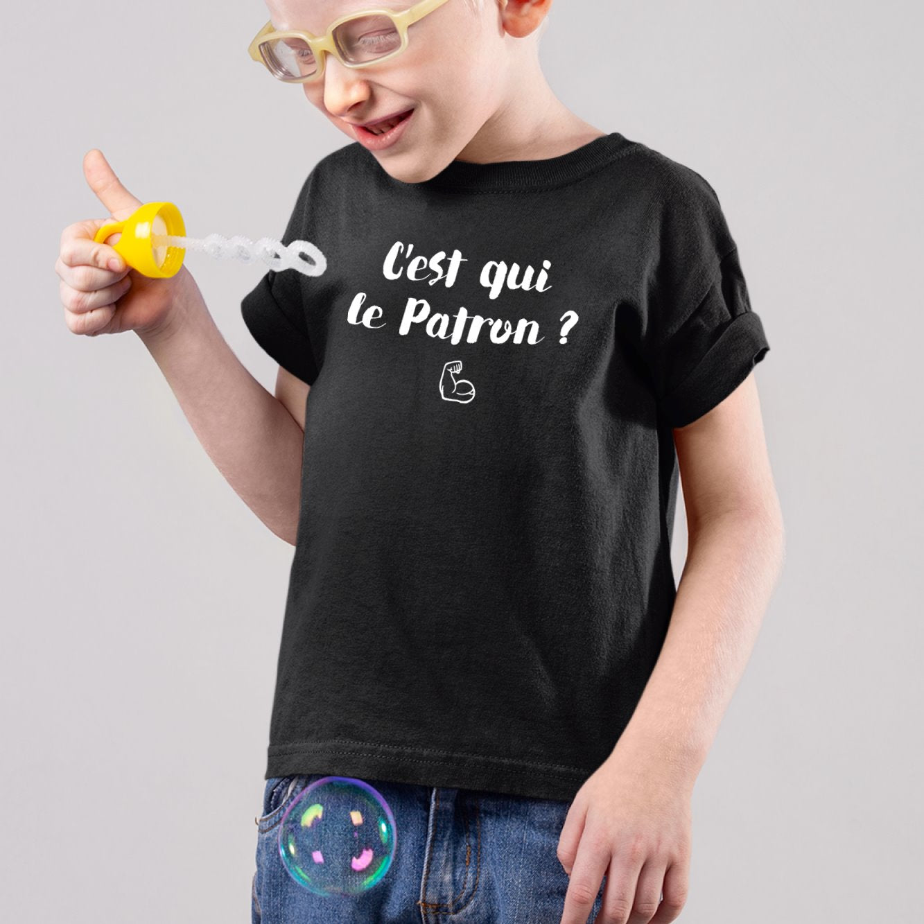 T-Shirt Enfant C'est qui le patron Noir