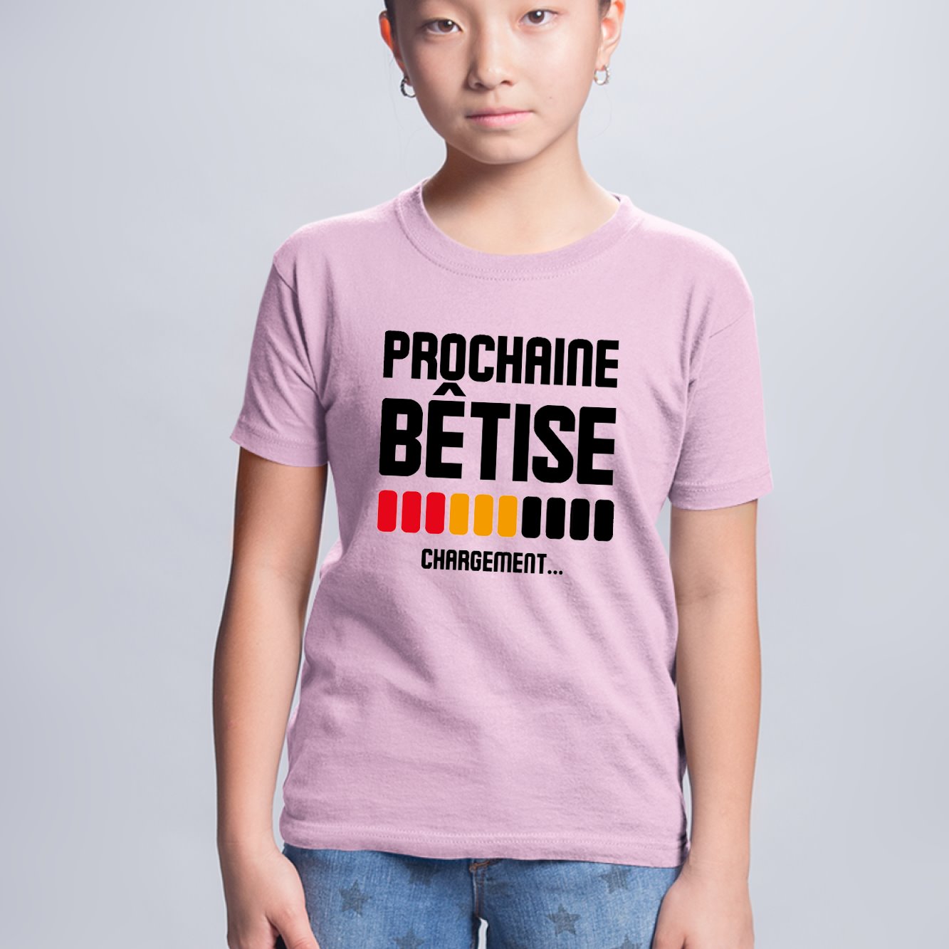 T-Shirt Enfant Chargement prochaine bêtise Rose