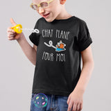 T-Shirt Enfant Chat plane pour moi Noir