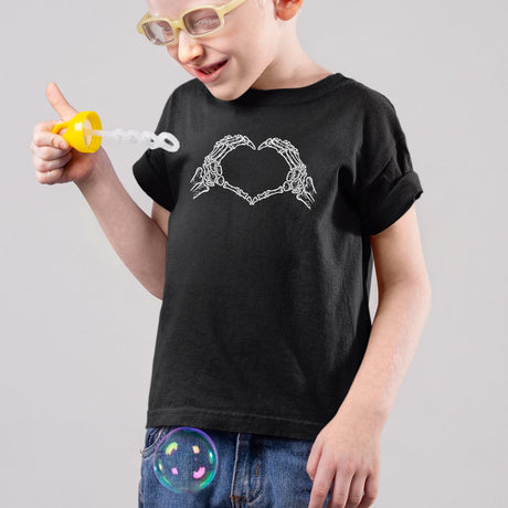 T-Shirt Enfant Coeur mains squelette Noir