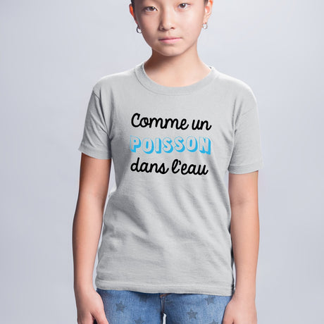 T-Shirt Enfant Comme un poisson dans l'eau Gris