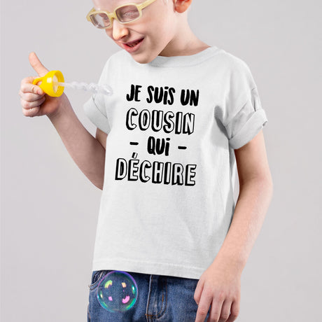 T-Shirt Enfant Cousin qui déchire Blanc