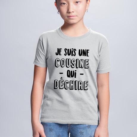 T-Shirt Enfant Cousine qui déchire Gris