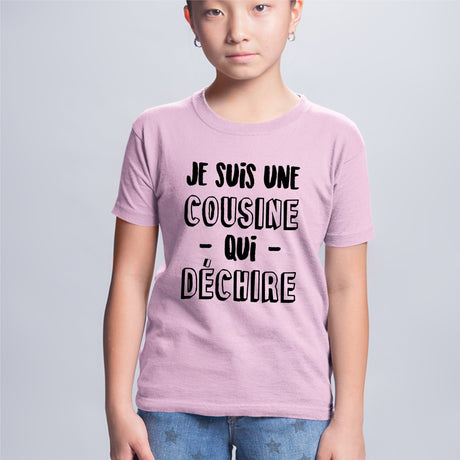 T-Shirt Enfant Cousine qui déchire Rose