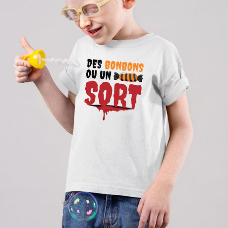 T-Shirt Enfant Des bonbons ou un sort Blanc