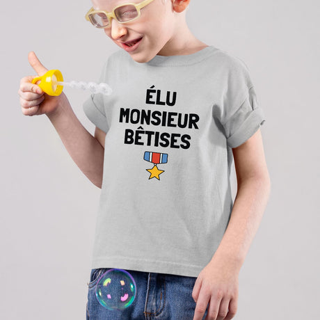 T-Shirt Enfant Élu monsieur bêtises Gris