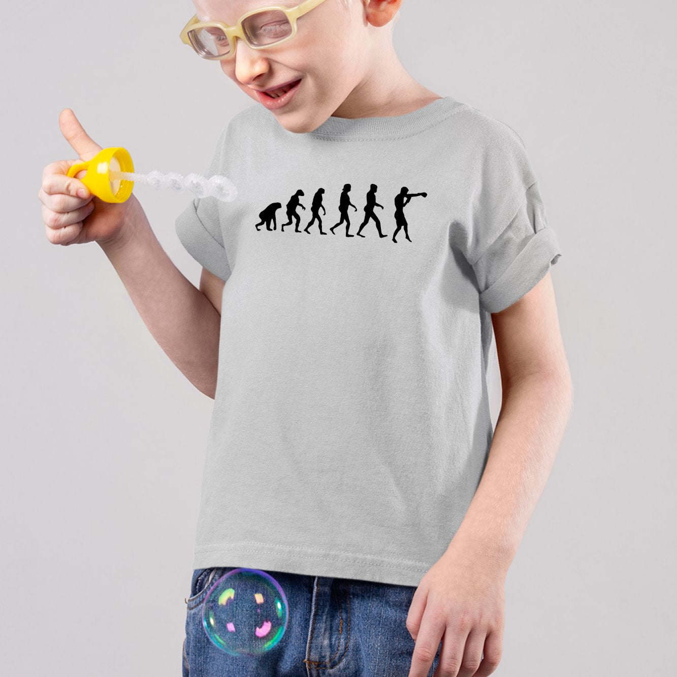 T-Shirt Enfant Évolution boxe Gris