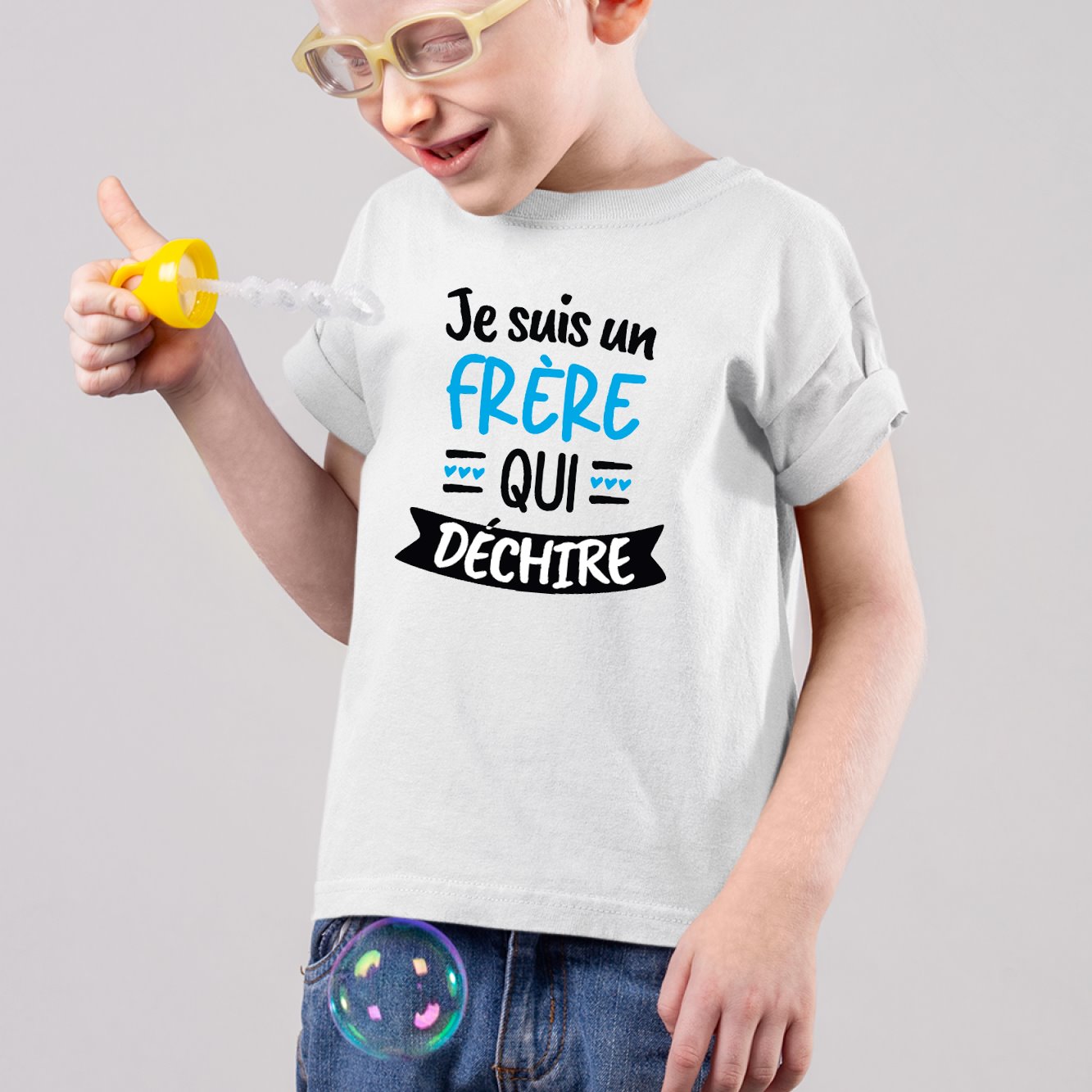 T-Shirt Enfant Frère qui déchire Blanc