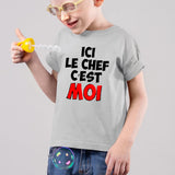 T-Shirt Enfant Ici le chef c'est moi Gris