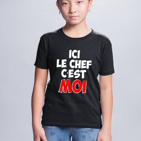 T-Shirt Enfant Ici le chef c'est moi Noir