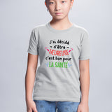 T-Shirt Enfant J'ai décidé d'être heureuse Gris