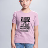 T-Shirt Enfant J'ai un papa motard Rose