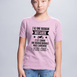 T-Shirt Enfant J'ai une maman motarde Rose