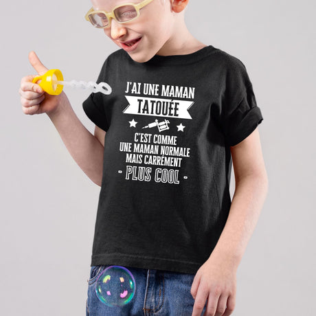 T-Shirt Enfant J'ai une maman tatouée Noir