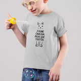 T-Shirt Enfant J'aime chacha plus que toutou Gris