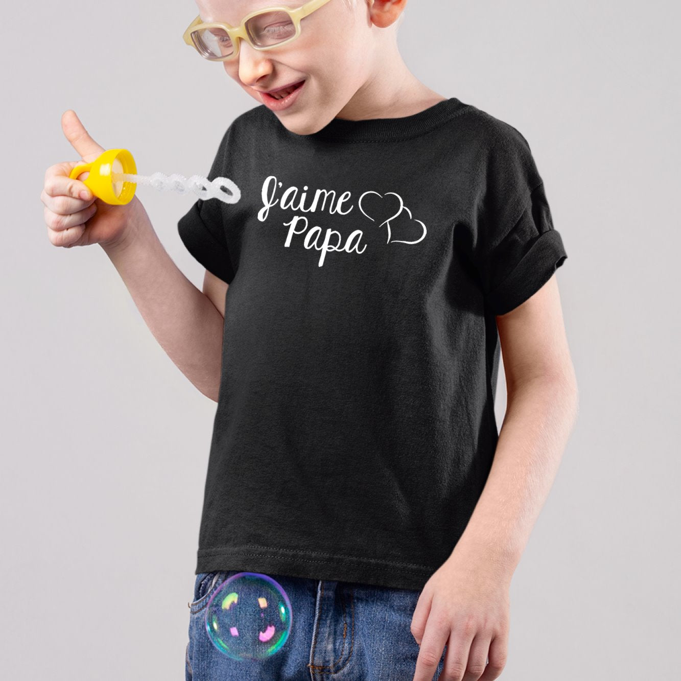 T-Shirt Enfant J'aime papa Noir