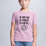 T-Shirt Enfant Je crie pas je chante du métal Rose