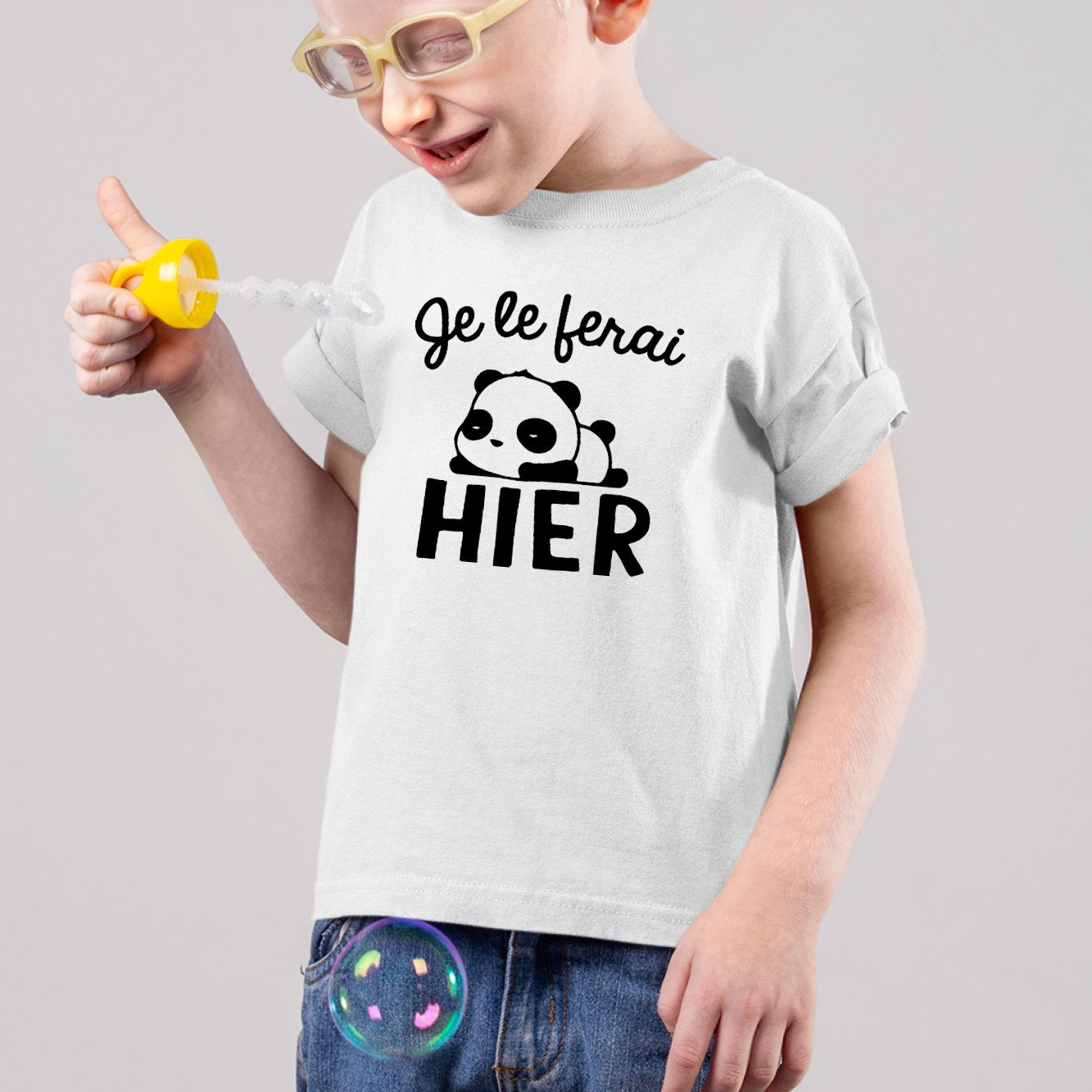 T-Shirt Enfant Je le ferai hier Blanc