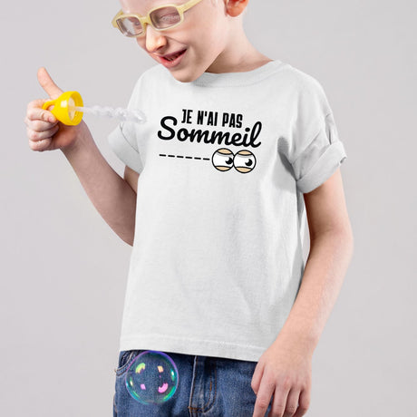 T-Shirt Enfant Je n'ai pas sommeil Blanc