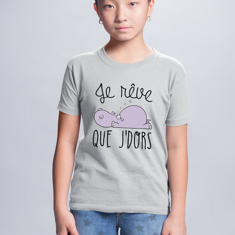 T-Shirt Enfant Je rêve que je dors Gris