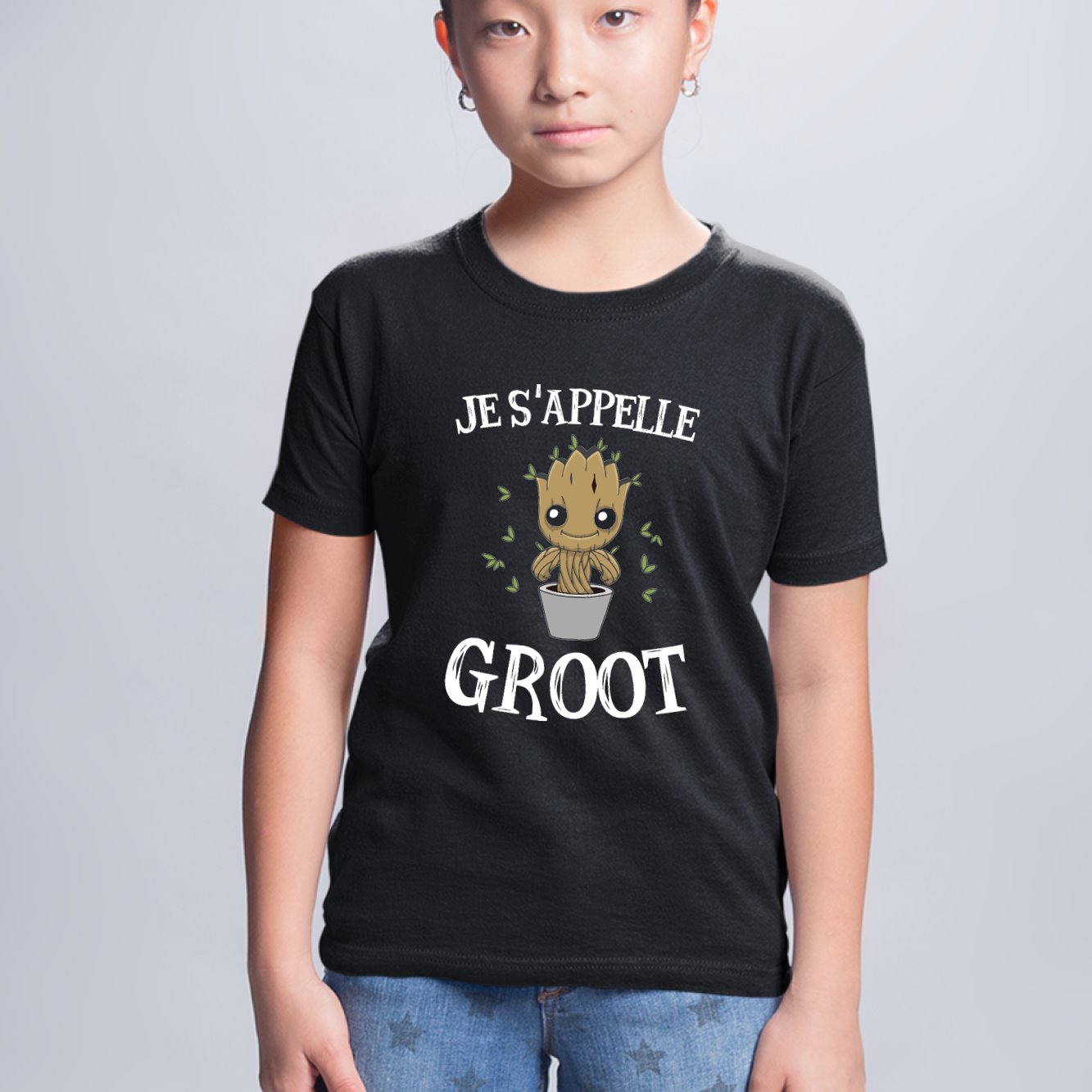 T-Shirt Enfant Je s'appelle Groot Noir