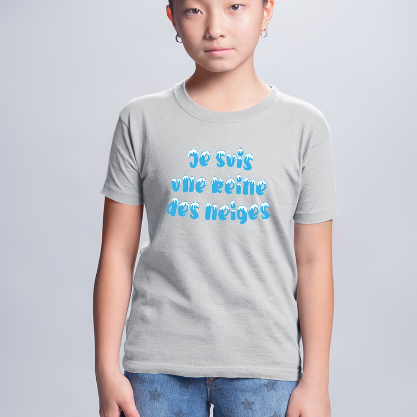 T-Shirt Enfant Je suis une reine des neiges Gris