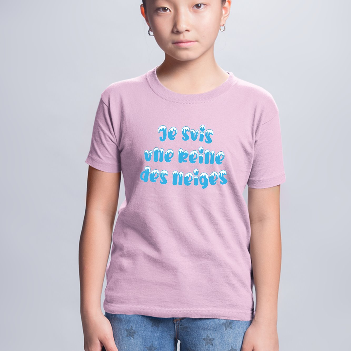 T-Shirt Enfant Je suis une reine des neiges Rose