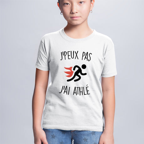 T-Shirt Enfant J'peux pas j'ai athlé Blanc