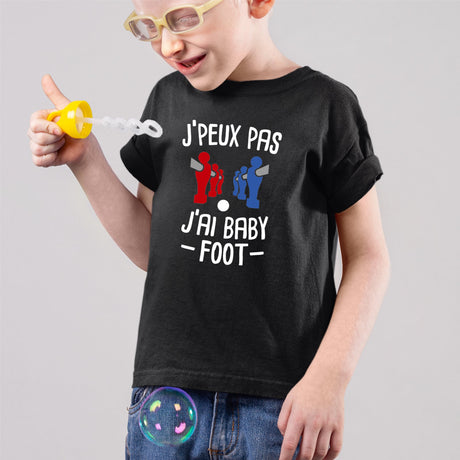 T-Shirt Enfant J'peux pas j'ai baby-foot Noir