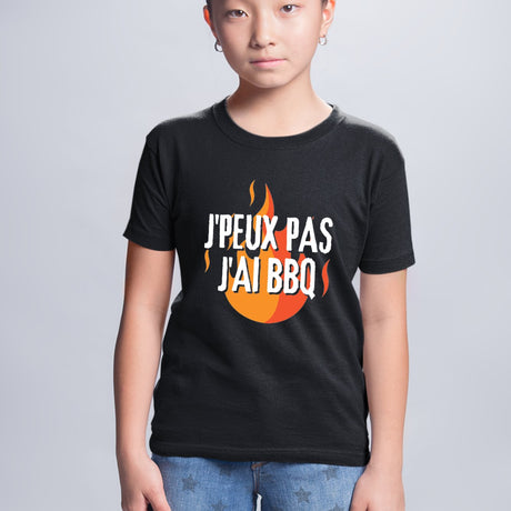 T-Shirt Enfant J'peux pas j'ai barbecue Noir