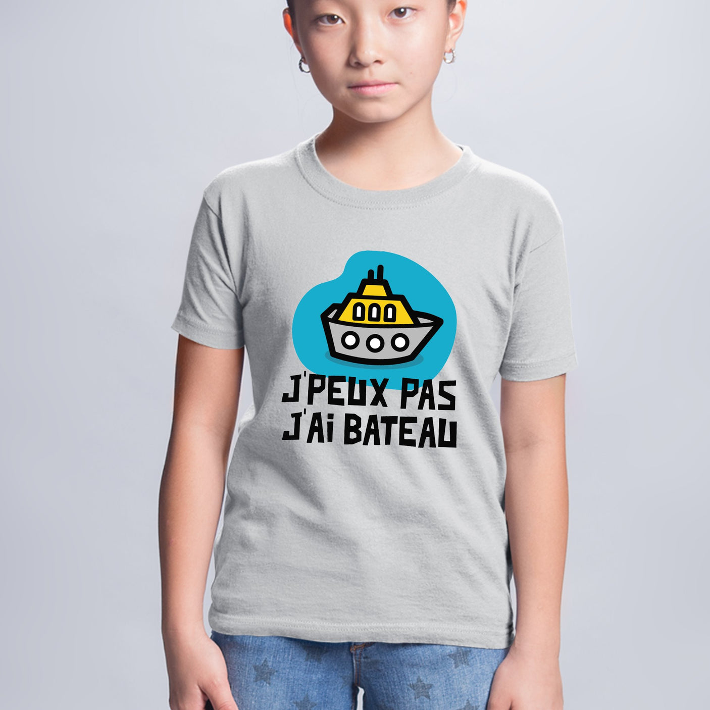 T-Shirt Enfant J'peux pas j'ai bateau Gris