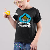 T-Shirt Enfant J'peux pas j'ai bateau Noir