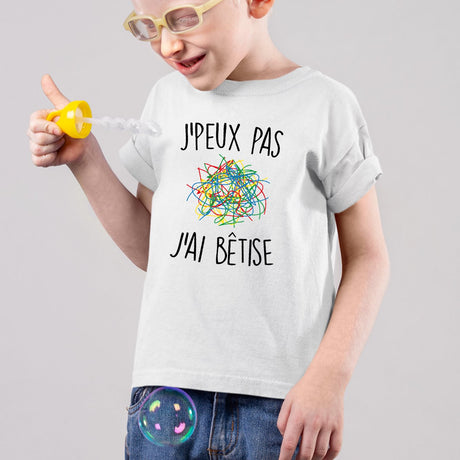 T-Shirt Enfant J'peux pas j'ai bêtise Blanc