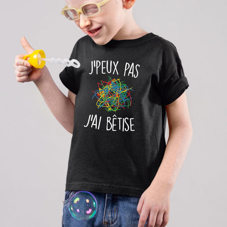 T-Shirt Enfant J'peux pas j'ai bêtise Noir