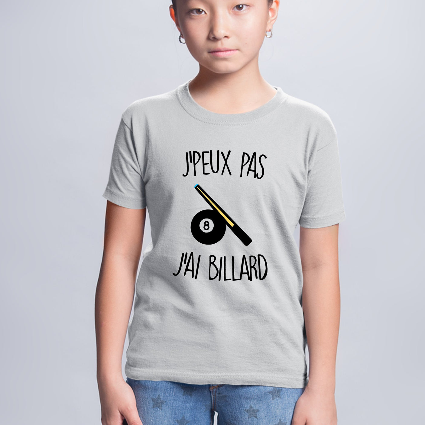 T-Shirt Enfant J'peux pas j'ai billard Gris