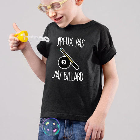 T-Shirt Enfant J'peux pas j'ai billard Noir