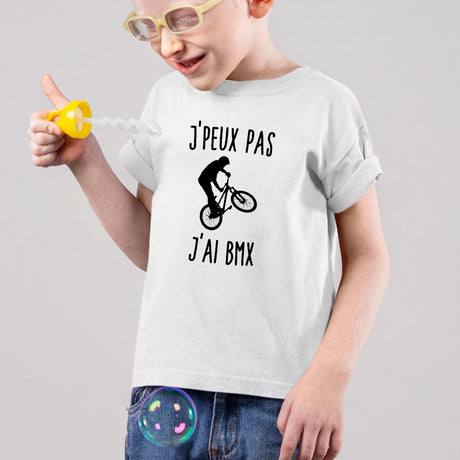 T-Shirt Enfant J'peux pas j'ai BMX Blanc