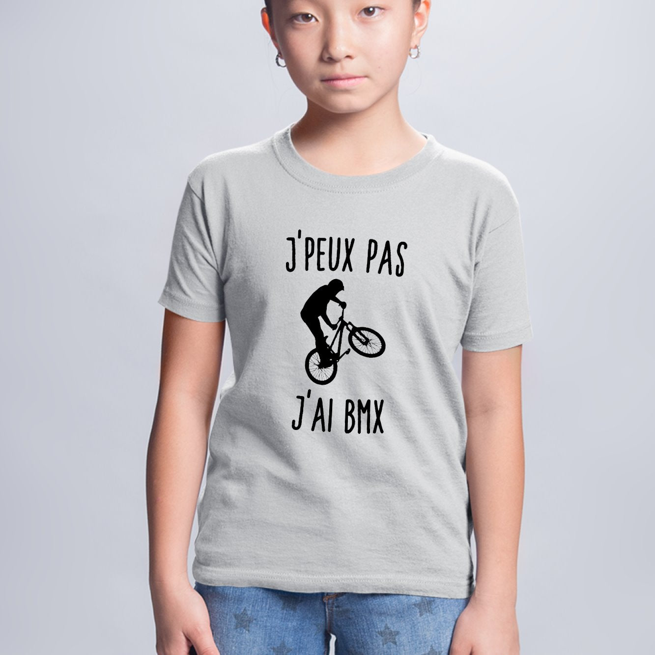 T-Shirt Enfant J'peux pas j'ai BMX Gris