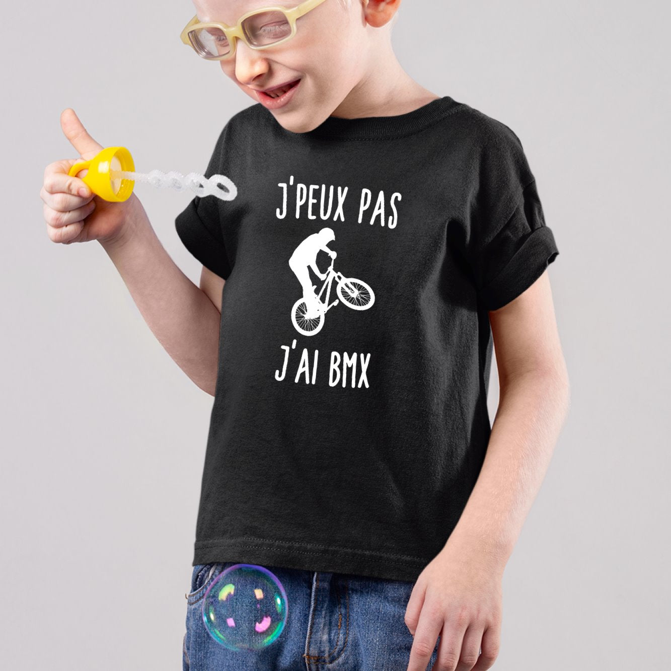 T-Shirt Enfant J'peux pas j'ai BMX Noir