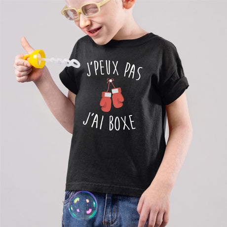 T-Shirt Enfant J'peux pas j'ai boxe Noir