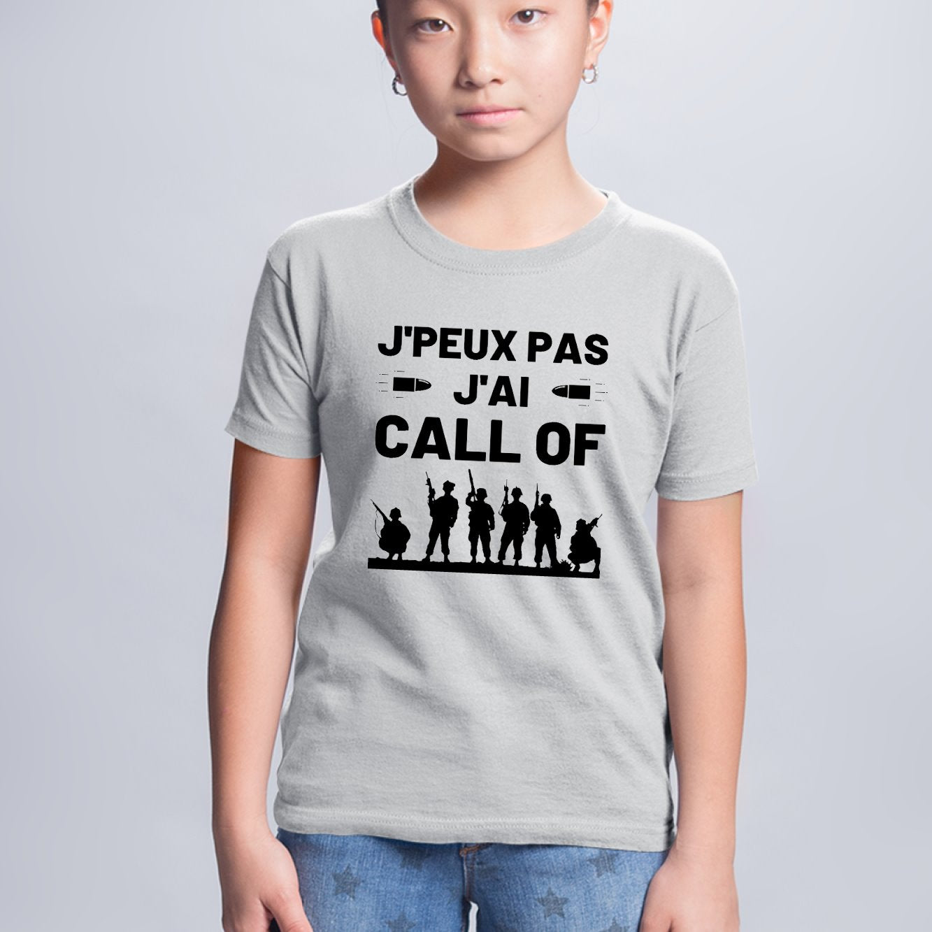 T-Shirt Enfant J'peux pas j'ai call of Gris