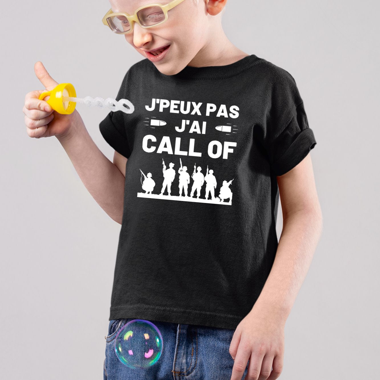 T-Shirt Enfant J'peux pas j'ai call of Noir