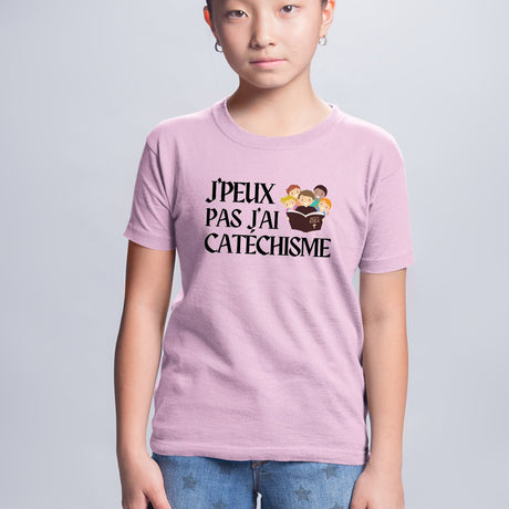 T-Shirt Enfant J'peux pas j'ai catéchisme Rose