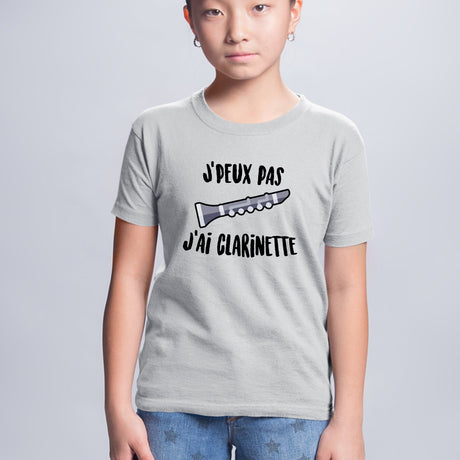 T-Shirt Enfant J'peux pas j'ai clarinette Gris