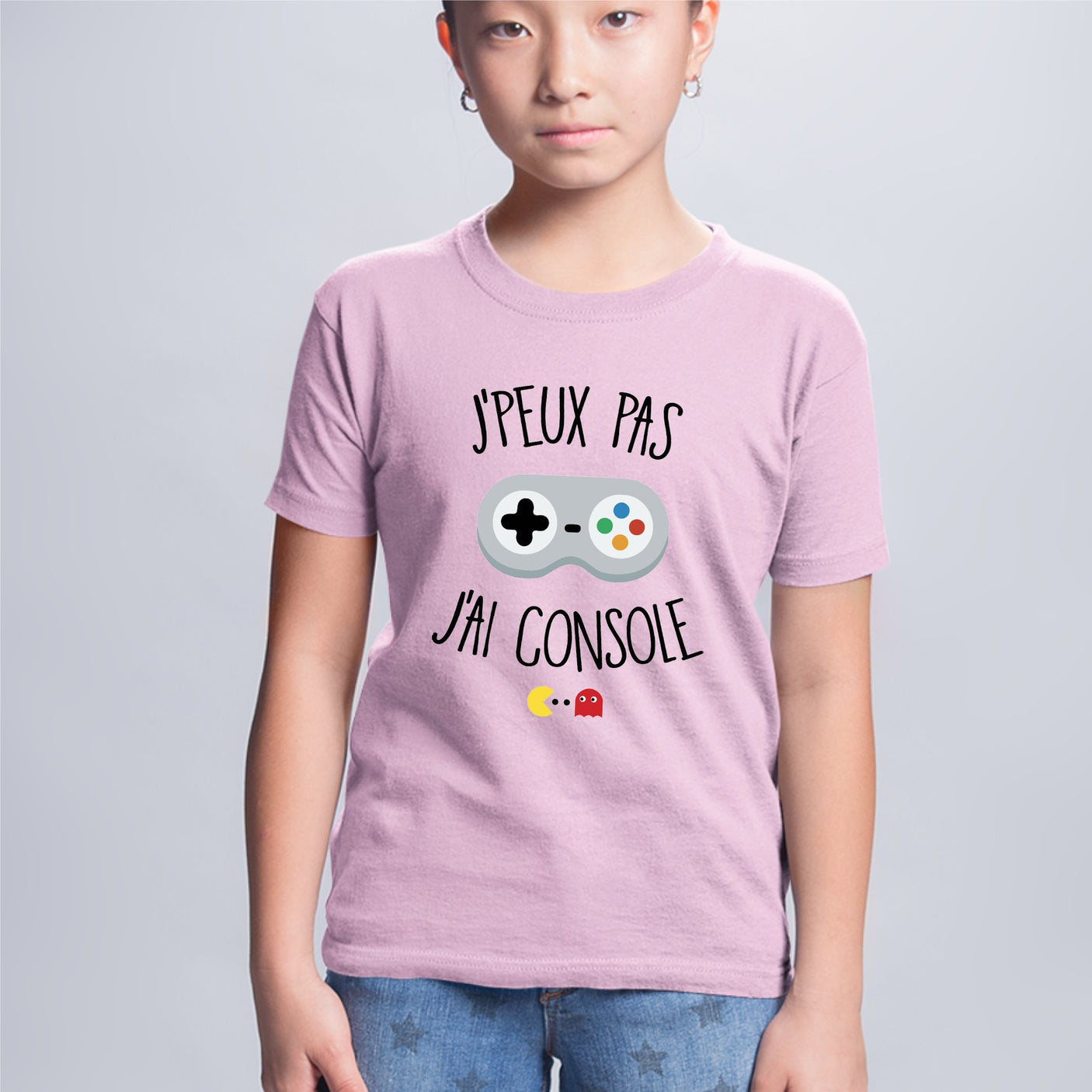 T-Shirt Enfant J'peux pas j'ai console Rose