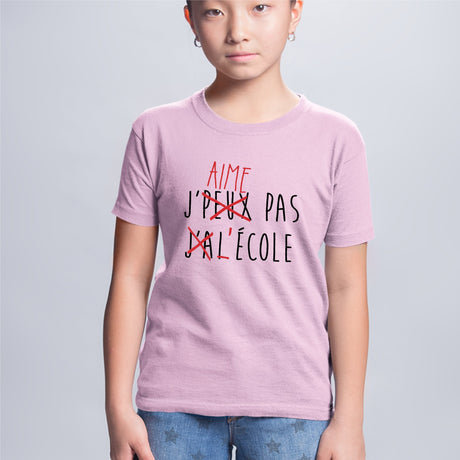 T-Shirt Enfant J'peux pas j'ai école Rose