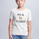 T-Shirt Enfant J'peux pas j'ai équitation Blanc