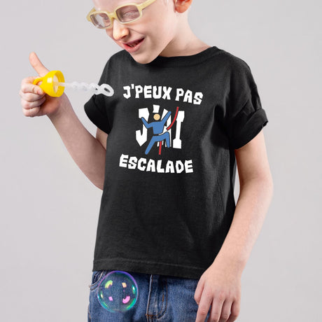 T-Shirt Enfant J'peux pas j'ai escalade Noir