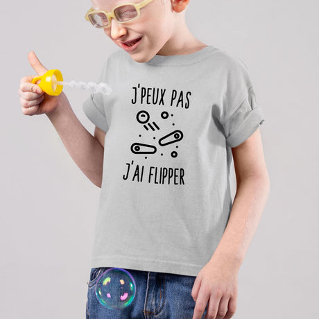 T-Shirt Enfant J'peux pas j'ai flipper Gris