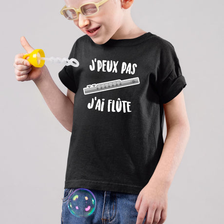 T-Shirt Enfant J'peux pas j'ai flûte Noir